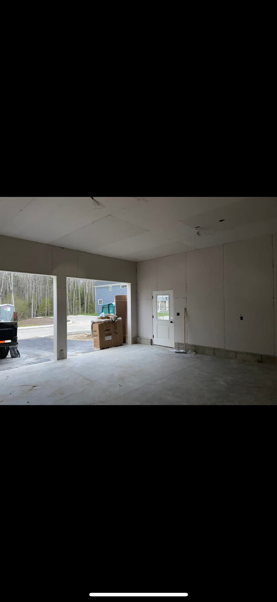 Open floor plan drywall finished ahead of flooring